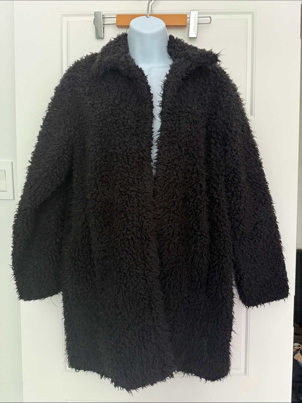 H&M Black Faux Shearling Teddy Coat
